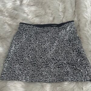 Express Silver Sequin A-Line Mini Skirt